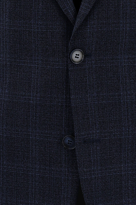 Medium Navy 7 Drop Slim Fit Plaid Suit