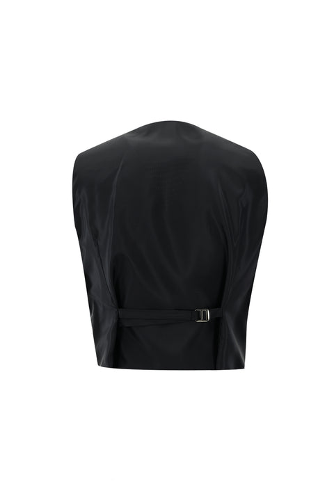 Black 6 Drop Regular Fit Linen Suit with Vest