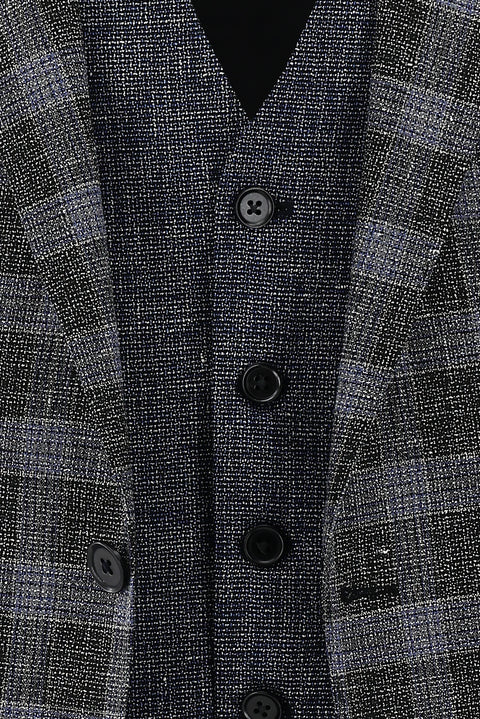 Black 6 Drop Regular Fit Linen Suit with Vest