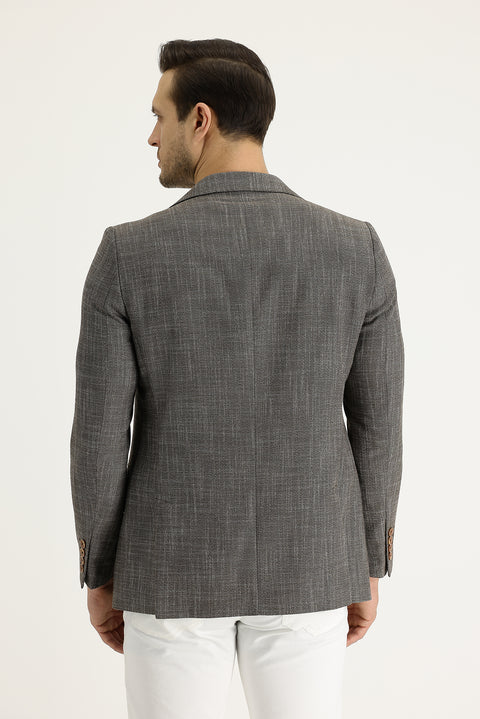 Dark Brown 6 Drop Regular Fit Standard Cut Classic Patterned Jacket