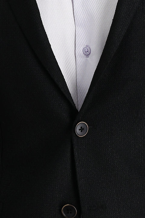Black 7 Drop Slim Fit Patterned Jacket