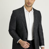 Dark Gray 4-Drop Relaxed Fit Classic Patterned Jacket