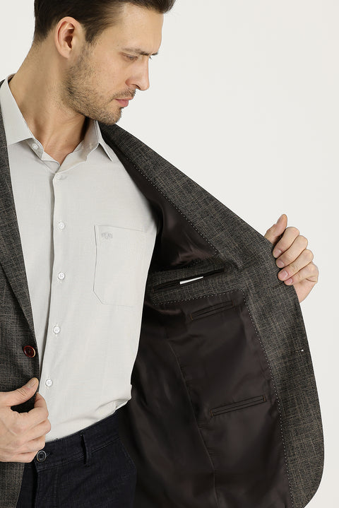 Medium Brown 4 Drop Relaxed Fit Classic Patterned Jacket