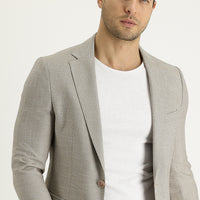 Light Beige 6 Drop Regular Fit Classic Patterned Jacket