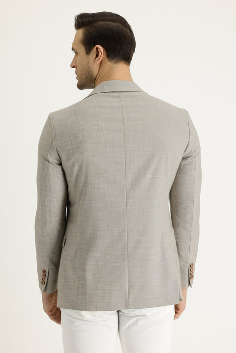 Light Beige 6 Drop Regular Fit Classic Patterned Jacket