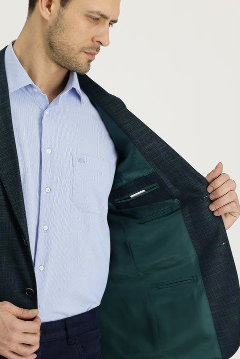 Petrol Green 4 Drop Relaxed Fit Classic Patterned Jacket