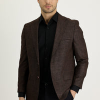 Medium Orange 4 Drop Relaxed Fit Classic Patterned Jacket