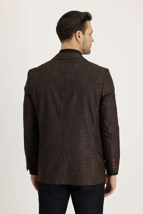 Medium Orange 4 Drop Relaxed Fit Classic Patterned Jacket