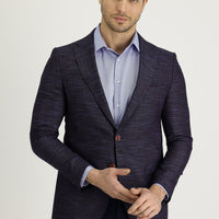 Dark Purple 6 Drop Regular Fit Classic Patterned Jacket
