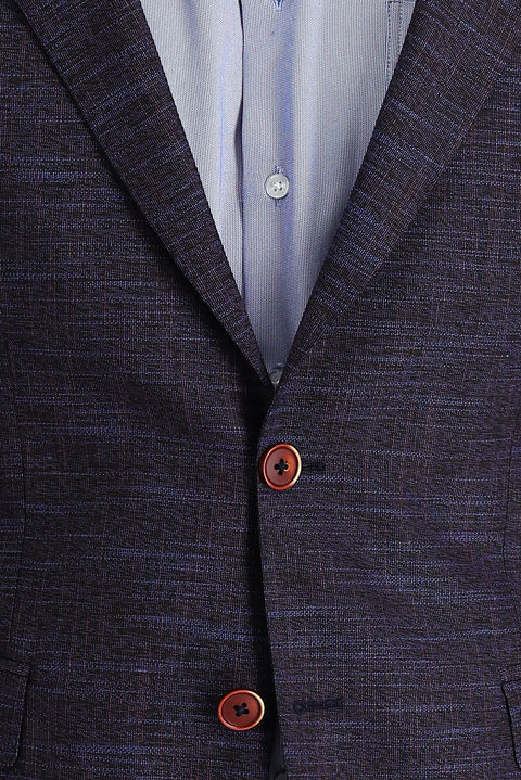 Dark Purple 6 Drop Regular Fit Classic Patterned Jacket