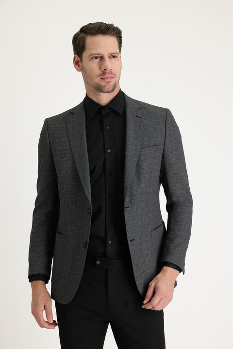Light Anthracite 6 Drop Regular Fit Standard Cut Patterned Sport Jacket