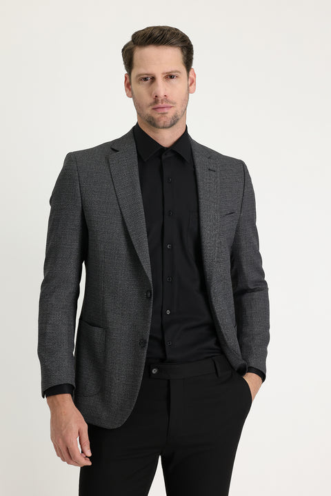 Light Anthracite 6 Drop Regular Fit Standard Cut Patterned Sport Jacket