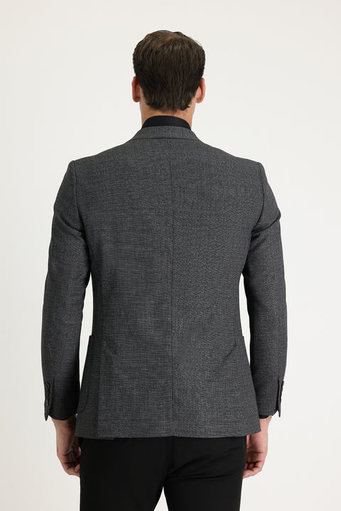 Light Anthracite 6 Drop Regular Fit Standard Cut Patterned Sport Jacket