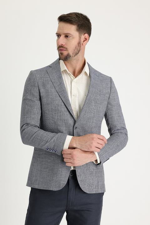 Dark Blue 6 Drop Regular Fit Classic Patterned Jacket