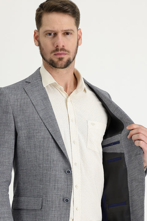 Dark Blue 6 Drop Regular Fit Classic Patterned Jacket