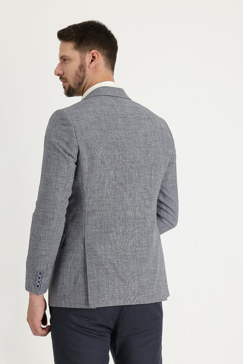 Dark Blue 6 Drop Regular Fit Classic Patterned Jacket