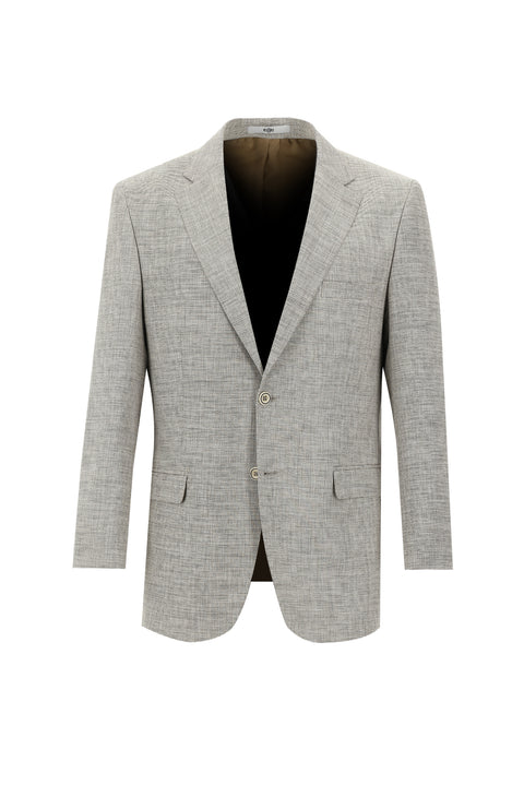 Light Beige 4-Drop Relaxed Fit Classic Patterned Jacket