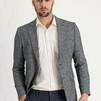 Black 6 Drop Regular Fit Patterned Jacket