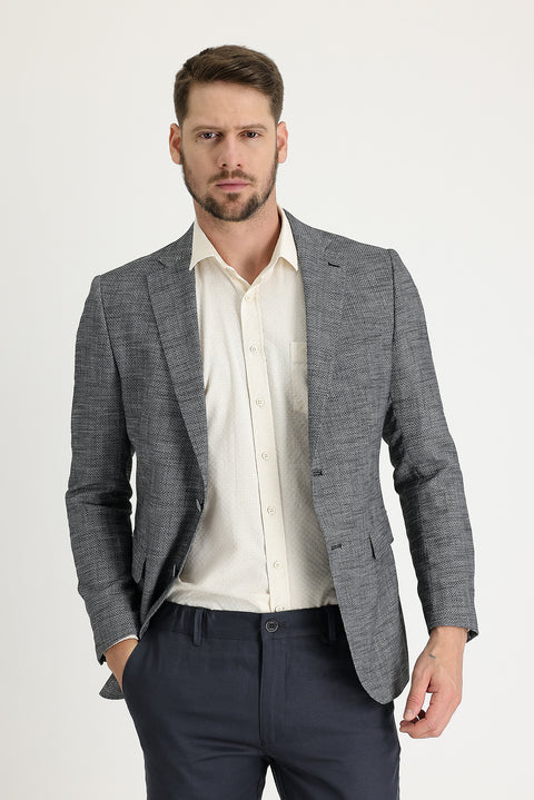 Black 4 Drop Relaxed Fit Patterned Jacket