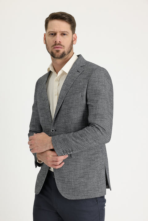 Black 4 Drop Relaxed Fit Patterned Jacket