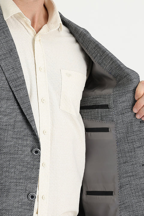Black 6 Drop Regular Fit Patterned Jacket