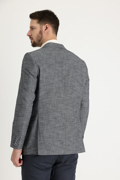 Black 4 Drop Relaxed Fit Patterned Jacket