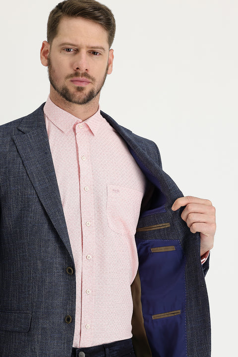 Medium Navy 4 Drop Relaxed Fit Patterned Jacket