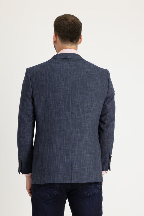 Medium Navy 4 Drop Relaxed Fit Patterned Jacket