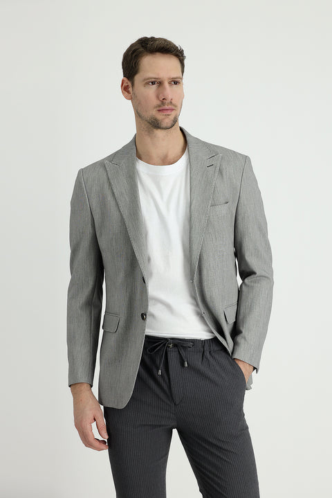 Black 7 Drop Slim Fit Classic Patterned Jacket