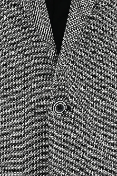 Black 4-Drop Relaxed Fit Patterned Linen Blend Jacket