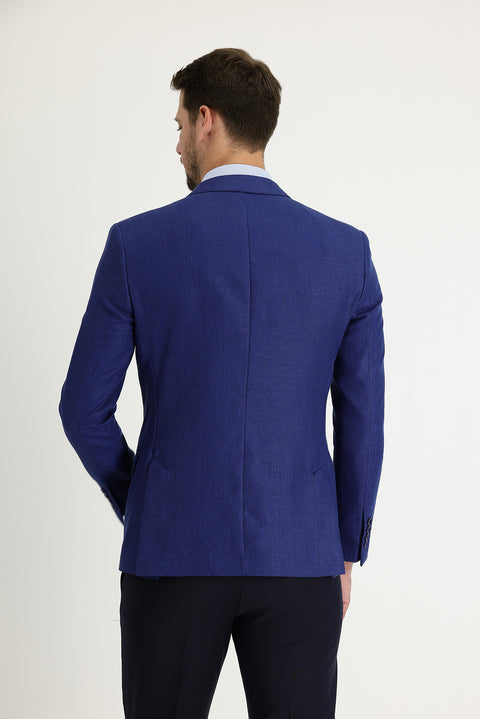 Dark Blue 4 Drop Relaxed Fit Classic Patterned Jacket