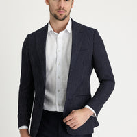 Dark Navy 4-Drop Relaxed Fit Striped Blazer Jacket