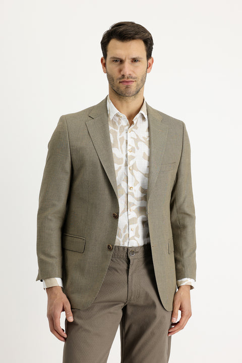 Medium Beige 4-Drop Relaxed Fit Patterned Jacket