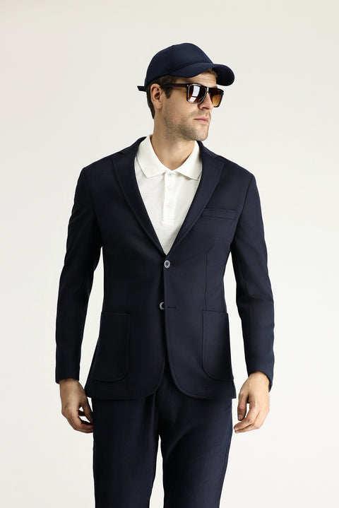 Dark Navy 7 Drop Super Slim Fit Extra Narrow Cut Unlined Sport Jacket