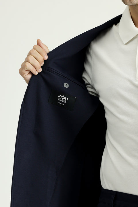 Dark Navy 7 Drop Super Slim Fit Extra Narrow Cut Unlined Sport Jacket