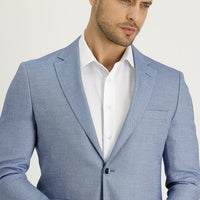 Medium Navy 7 Drop Slim Fit Classic Patterned Linen Jacket