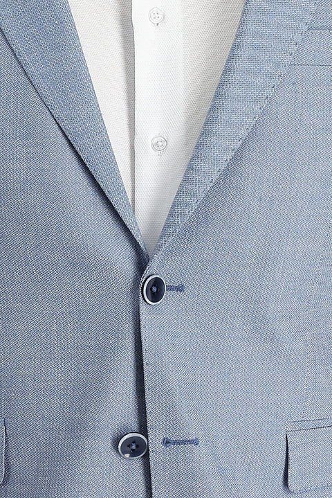 Medium Navy 7 Drop Slim Fit Classic Patterned Linen Jacket