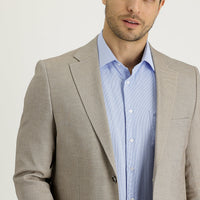 Medium Beige 4-Drop Relaxed Fit Classic Patterned Linen Jacket