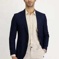 Dark Navy 7 Drop Slim Fit Classic Linen Jacket