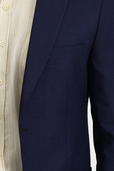 Dark Navy 7 Drop Slim Fit Classic Linen Jacket