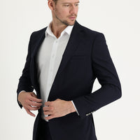 Dark Navy 6 Drop Regular Fit Standard Cut Wool Lycra Stretch Blazer Jacket