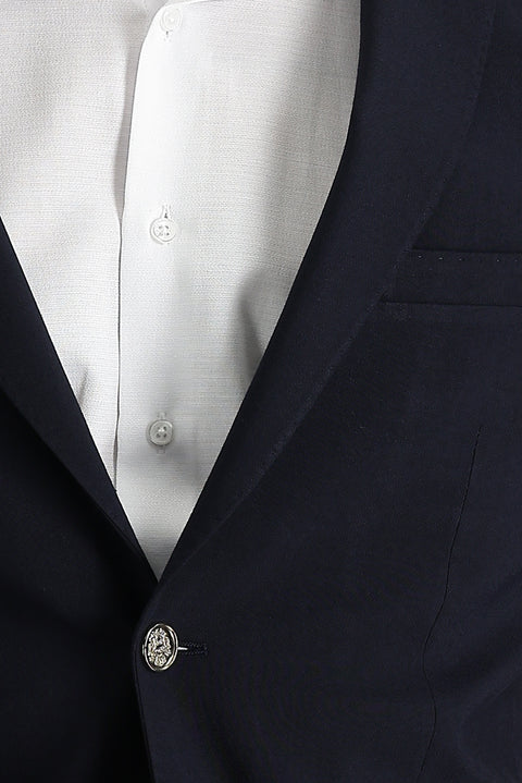 Dark Navy 6 Drop Regular Fit Standard Cut Wool Lycra Stretch Blazer Jacket