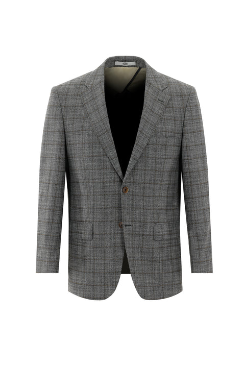 Light Black 4-Drop Relaxed Fit Plaid Jacket