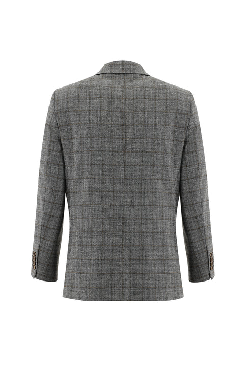 Light Black 4-Drop Relaxed Fit Plaid Jacket