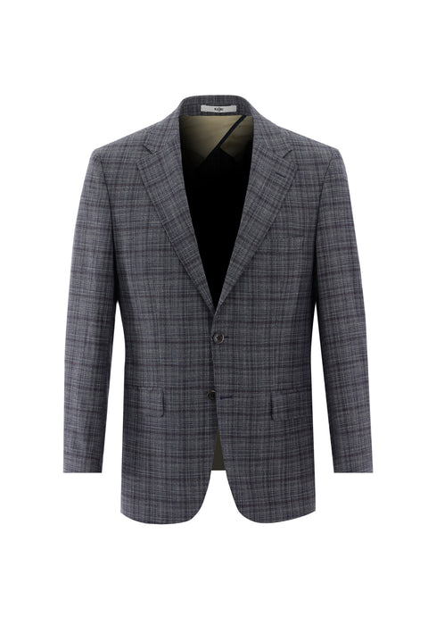 Light Blue 4-Drop Relaxed Fit Plaid Jacket