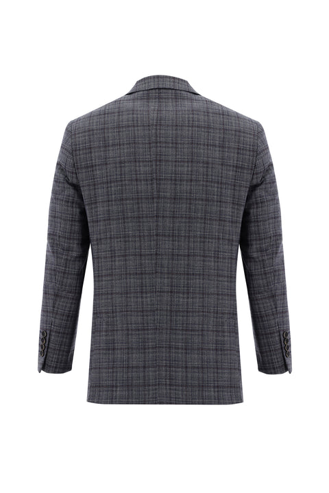 Light Blue 4-Drop Relaxed Fit Plaid Jacket