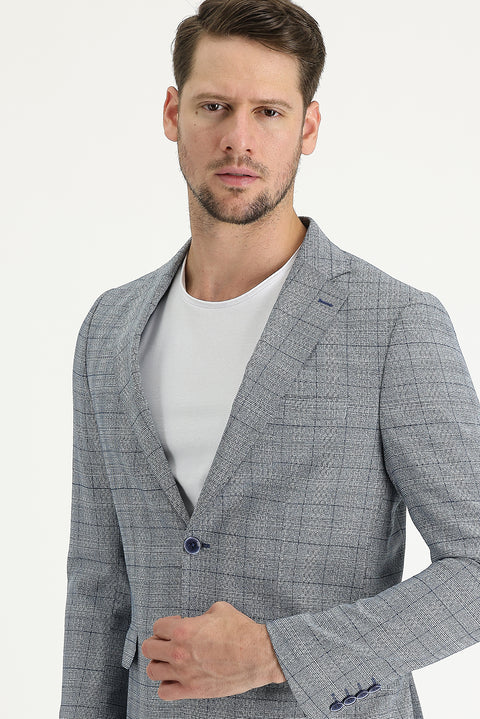 Koyu Mavi  4 Drop Relaxed Fit Rahat Kesim Ceket