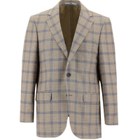 Medium Mink 4 Drop Relaxed Fit Plaid Linen Jacket