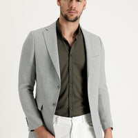 Medium Grey 4 Drop Relaxed Fit Classic Patterned Jacket