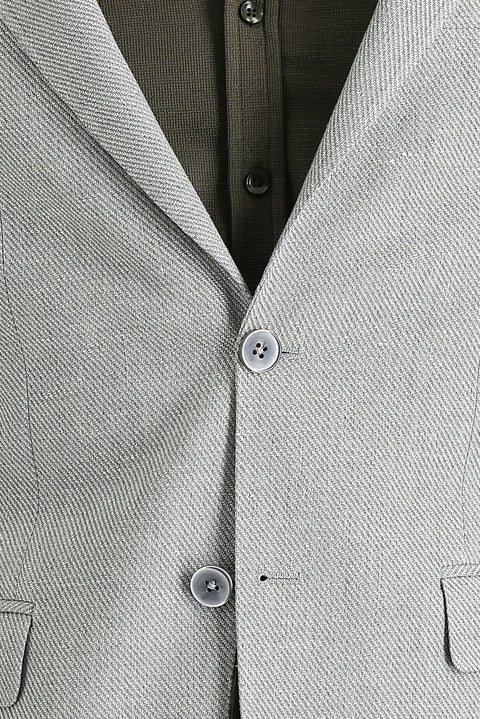 Medium Grey 4 Drop Relaxed Fit Classic Patterned Jacket